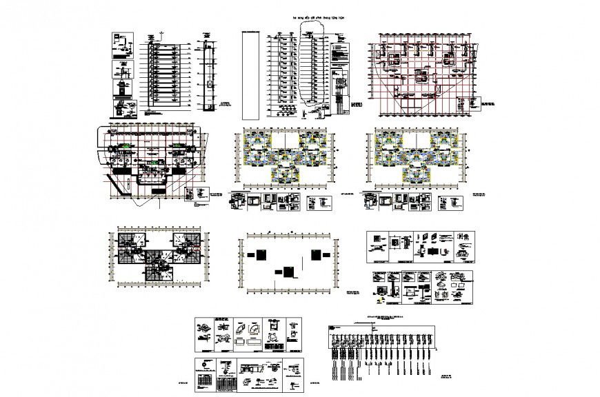 Residential apartment building floor plan, electrical layout plan and auto-cad drawing details dwg file