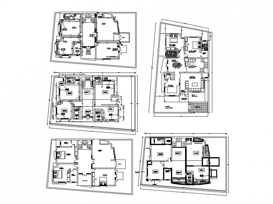 Residential apartment building houses distribution plan cad drawing details dwg file