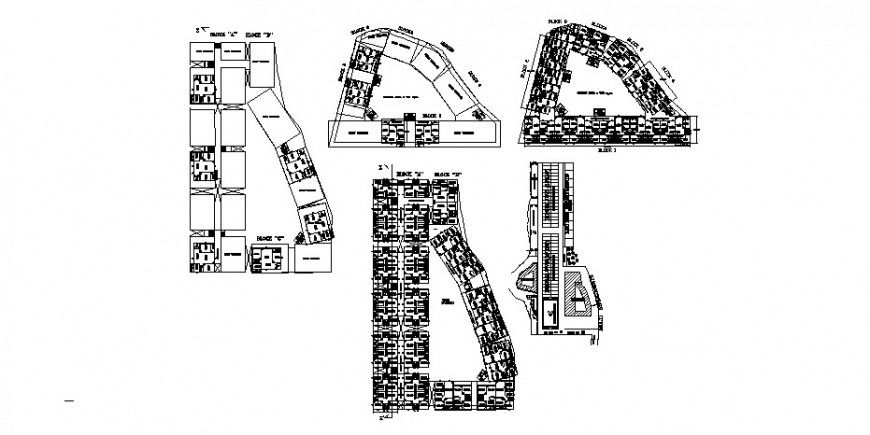 Residential apartment building with club house floor plan cad drawing details dwg file