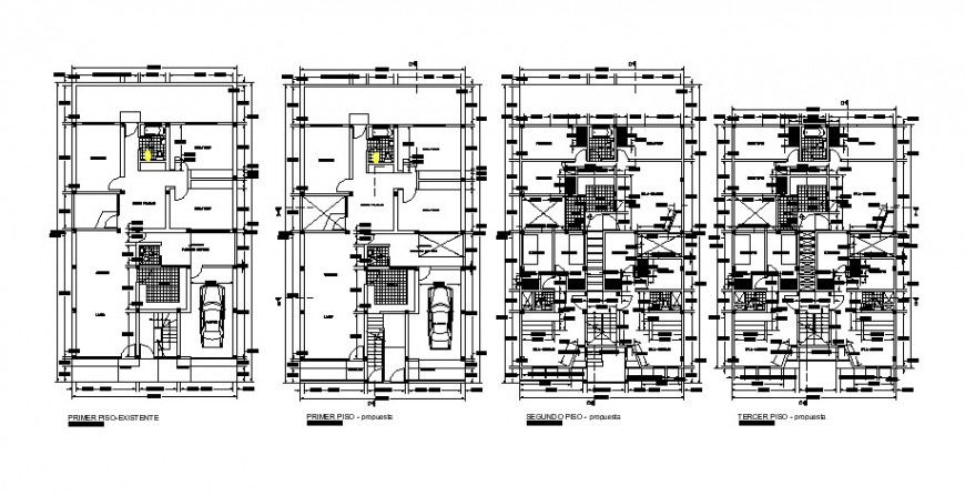Residential apartment detail 2d view construction plan dwg file