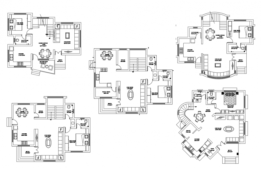 Residential apartment detail 2d view working plan dwg file