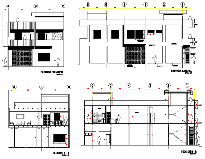 Residential apartment detail elevation and section layout file