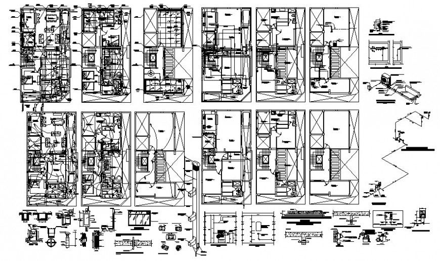 Residential apartment drawings with electrical installation layout details in autocad