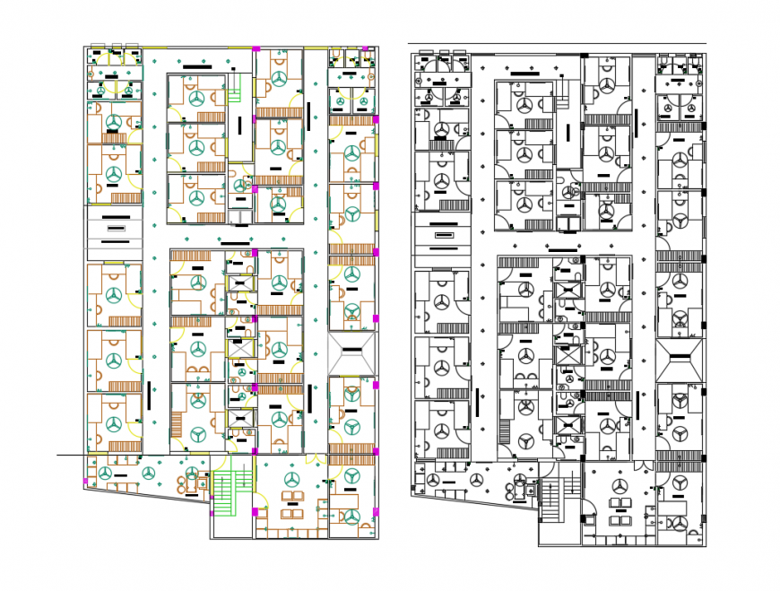 Residential apartment flat floors distribution plan cad drawing details dwg file