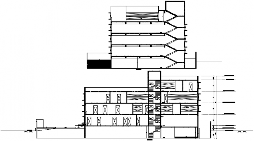 Residential apartment flats elevation and section cad drawing details dwg file