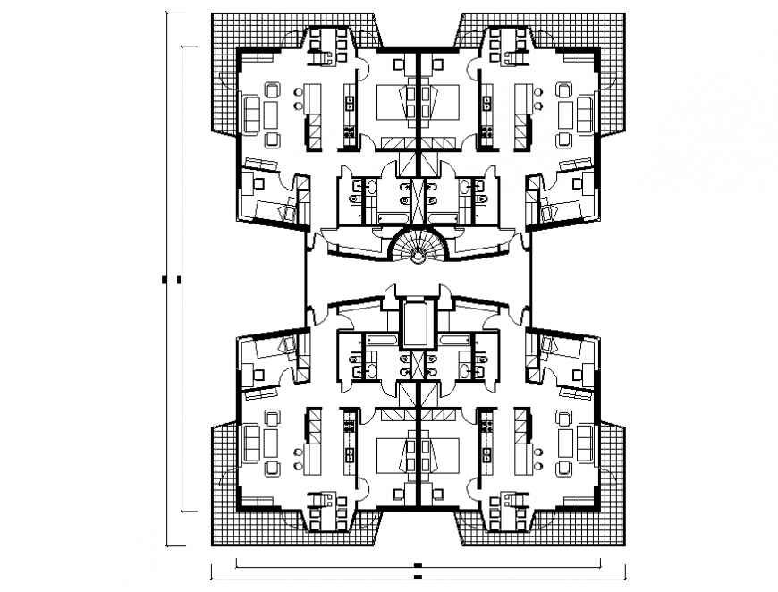 Residential apartment floors layout cad drawing details dwg file