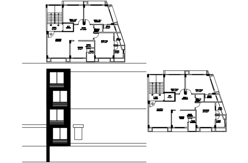 Residential apartment main elevation and floor plan drawing details dwg file