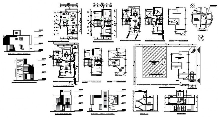 Residential apartment working plan, elevation and section autocad file
