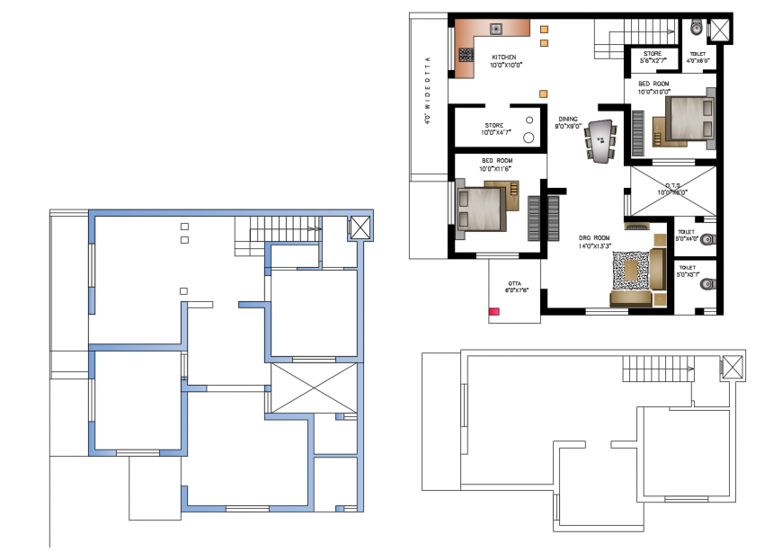 Residential apartment working plan detail 2d view autocad file