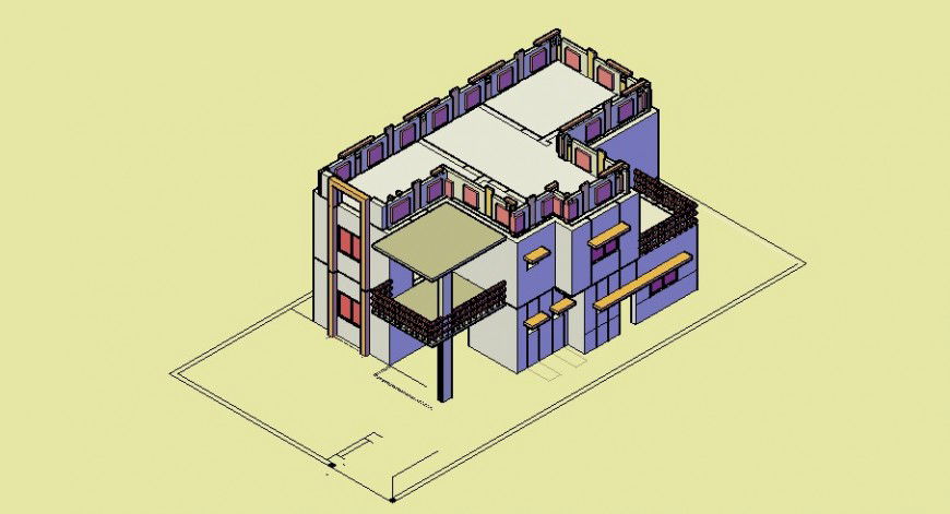 Residential beautiful house 3d model cad drawing details dwg file
