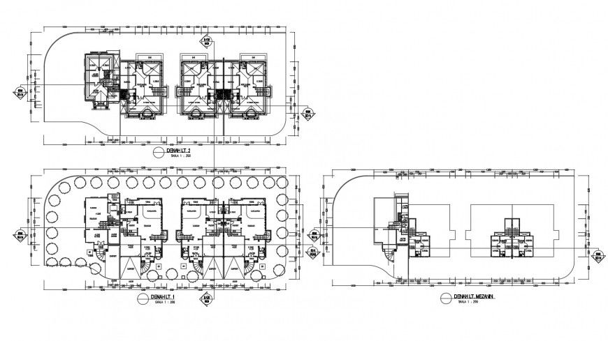 Residential building blocks houses floor distribution plan cad drawing details dwg file