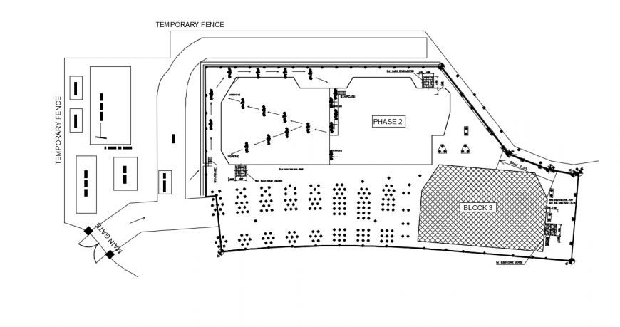 Residential building blocks site plan and landscaping details dwg file