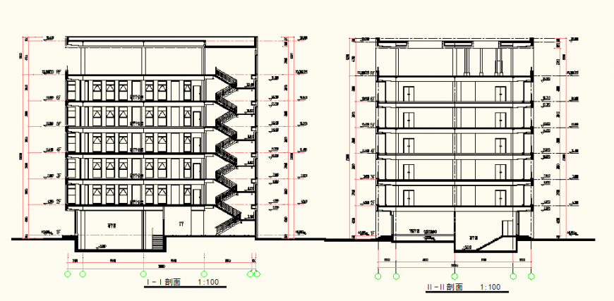 Residential building detail elevation and plan autocad file