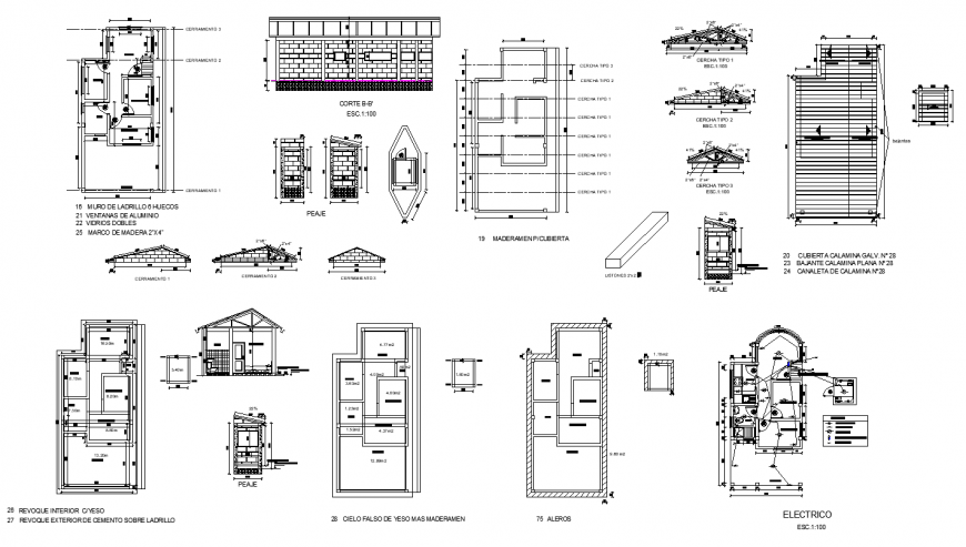 Residential building electrical fitting detail elevation 2d view layout autocad file