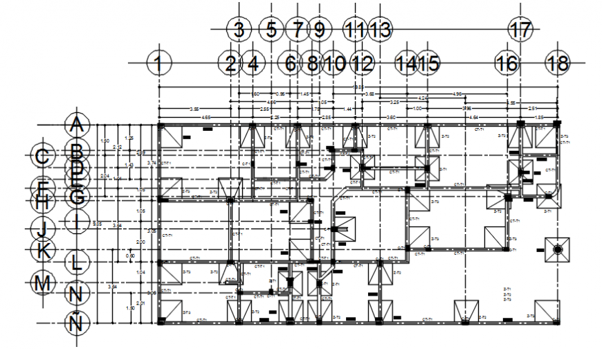 Residential building floor plan with all the structural details