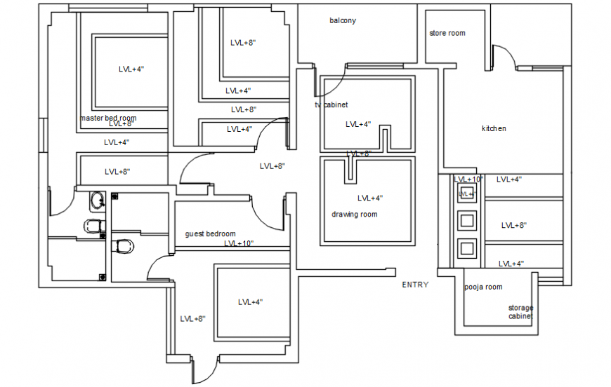 Residential building suspended ceiling plan cad file