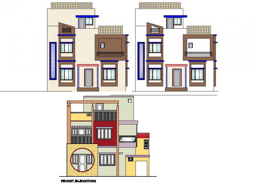 Residential Bungalow building structure detail 2d view CAD block layout file in dwg format