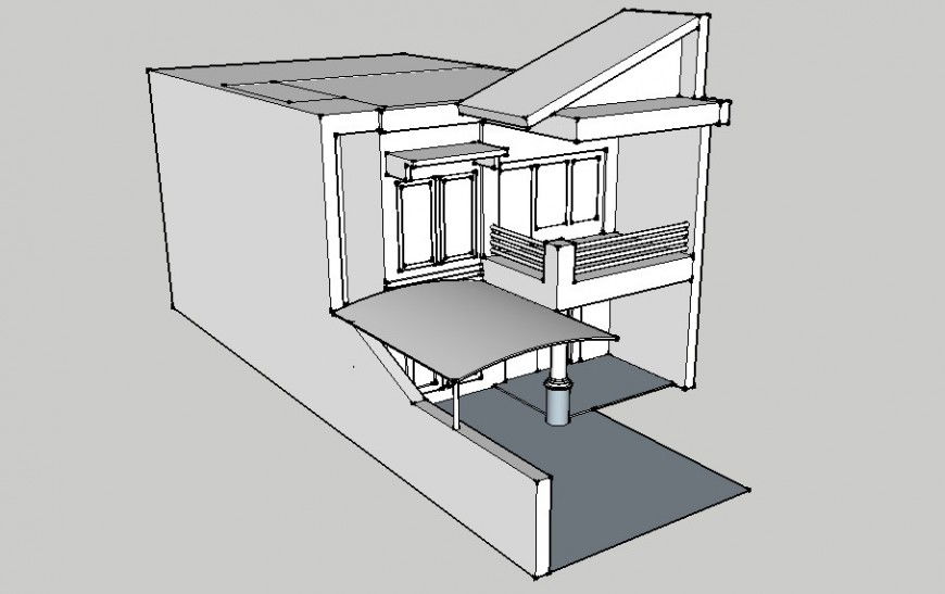 Residential bungalow details drawings 3d model sketch-up file