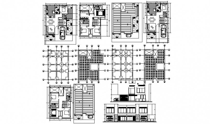 Residential bungalow drawing plan and elevation AutoCAD file