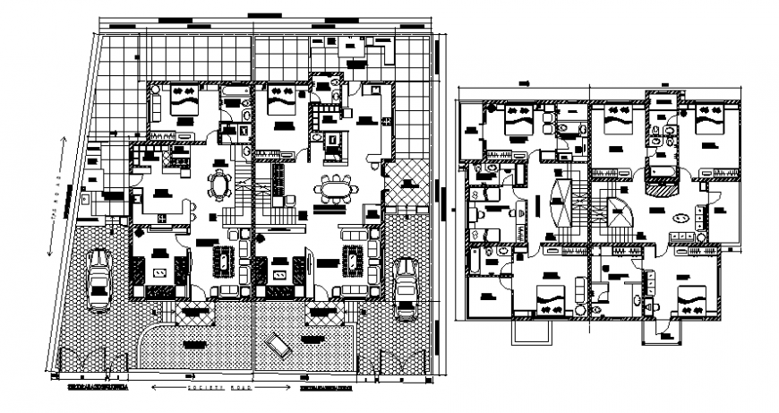 Residential bungalow drawings detail 2d view floor plan dwg file