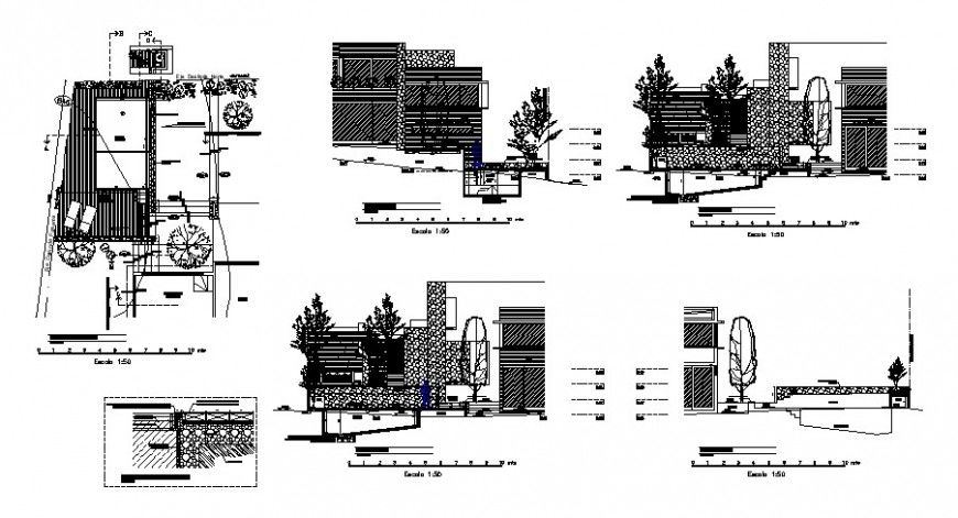 Residential bungalow drawings details elevation dwg file