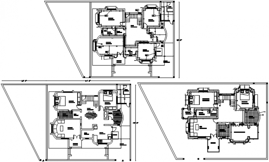 Residential bungalow floor plan distribution auto-cad drawing details dwg file