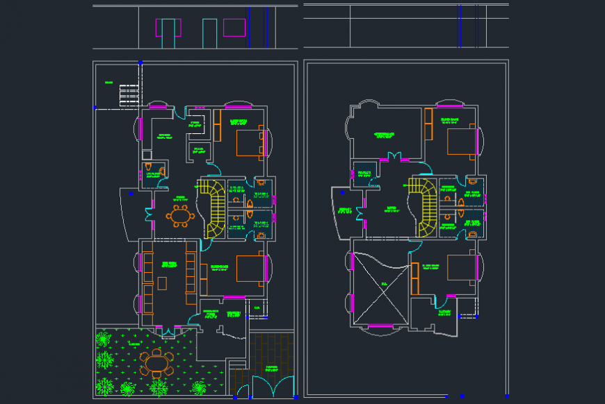 Residential bungalow ground and first floor layout plan drawing details dwg file