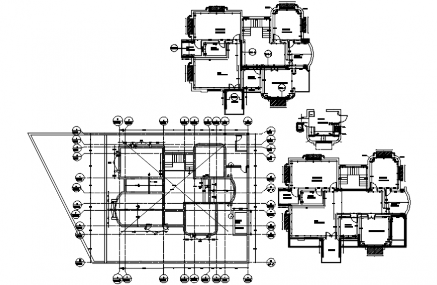 Residential bungalow layout plan, cover plan and structure details dwg file