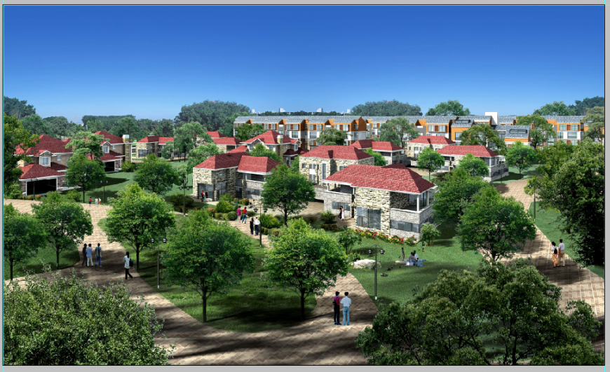 Residential colonial house design with landscaping structure cad drawing details photoshop file