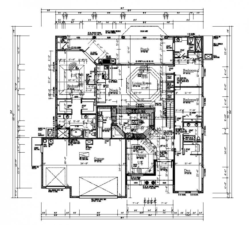 Residential design with architectural plan dwg file