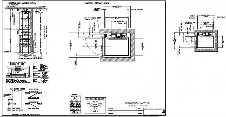 Residential elevator detail working drawing in dwg AutoCAD file.