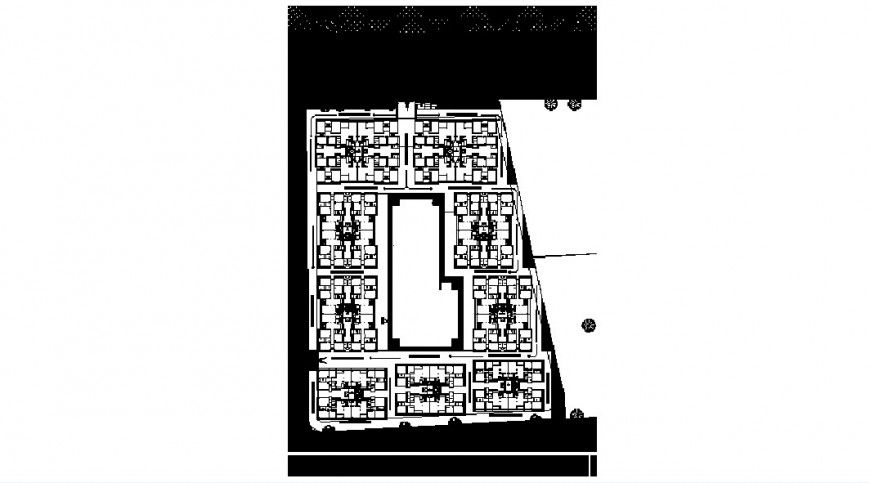 Residential flats building blocks first floor distribution plan drawing details dwg file