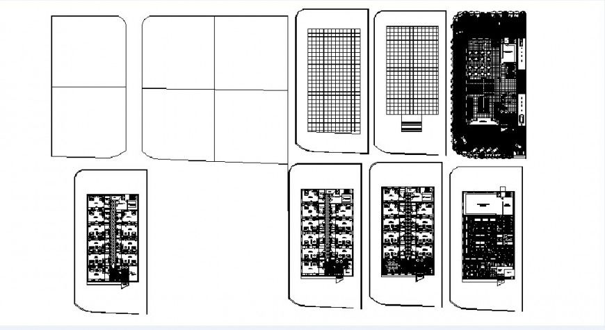Residential flats building floor plan and house structure details dwg file