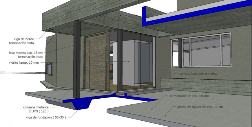 Residential house 3d constructive section model drawing details jpg file