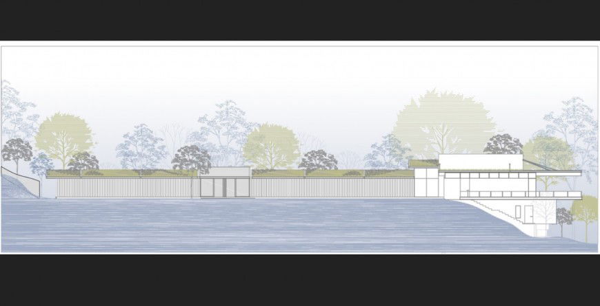 Residential house 3d model with gate and fence cad drawing details skp file