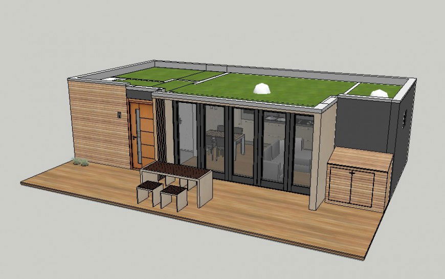 Residential house 3d model with indoor view details skp file