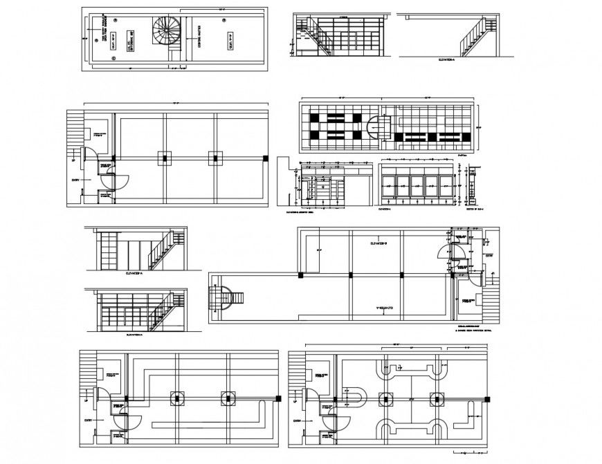 Residential house all sided section, plan and auto-cad drawing details dwg file
