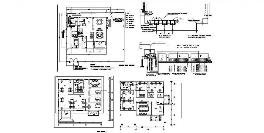 Residential house along with office plan details in autocad