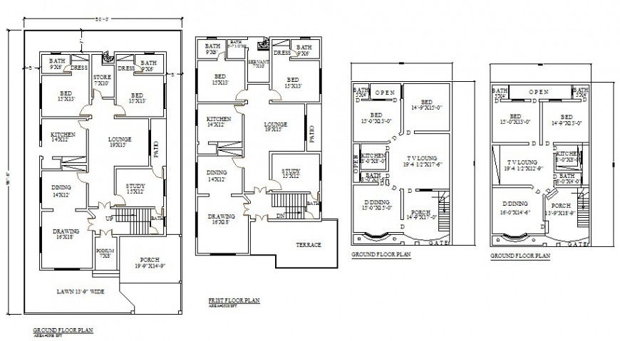 Residential house building construction plan detail 2d view autocad file