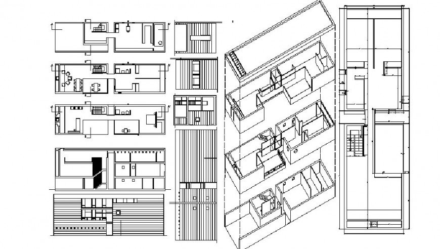 Residential house building elevation, section and floor plan details ...