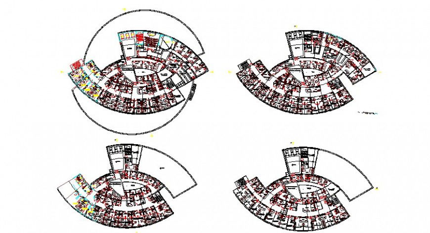 Residential house building floor distribution plan drawing details dwg file