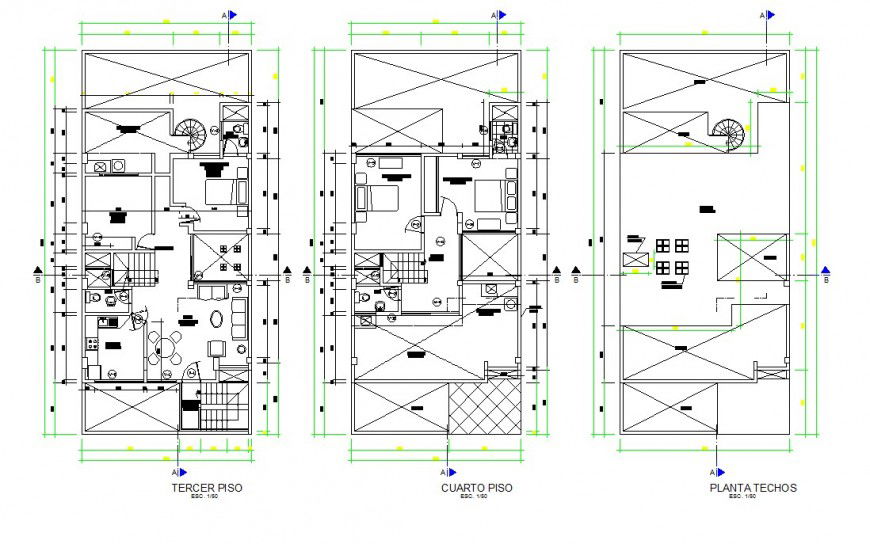 Residential house detail 2d view layout plan in autocad forma