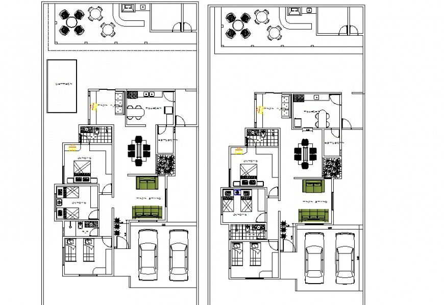 Residential house detail 2d view layout plan in Autocad format