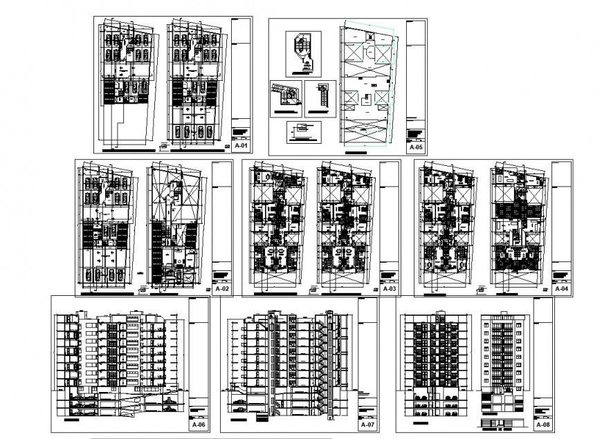 Residential house detail plan, elevation and section autocad file