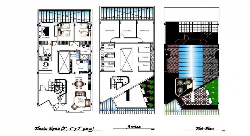 Residential house detail plan view 2d view layout file in dwg format