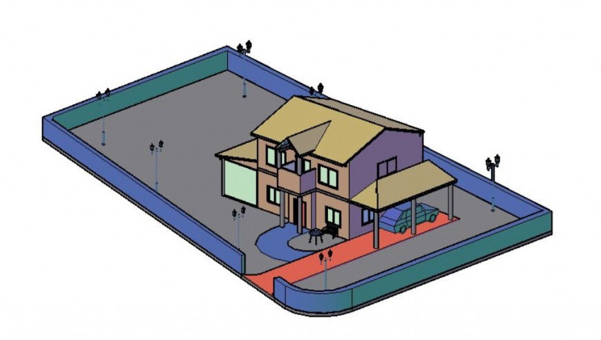 Residential house details 3d model drawings autocad software