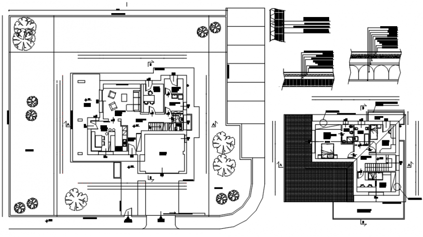 Residential house distribution plan, furniture and structure drawing details dwg file