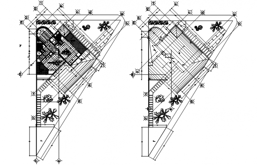 Residential house distribution plan and cover plan cad drawing details dwg file