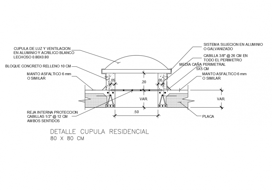 Residential house dome cad drawing details dwg file