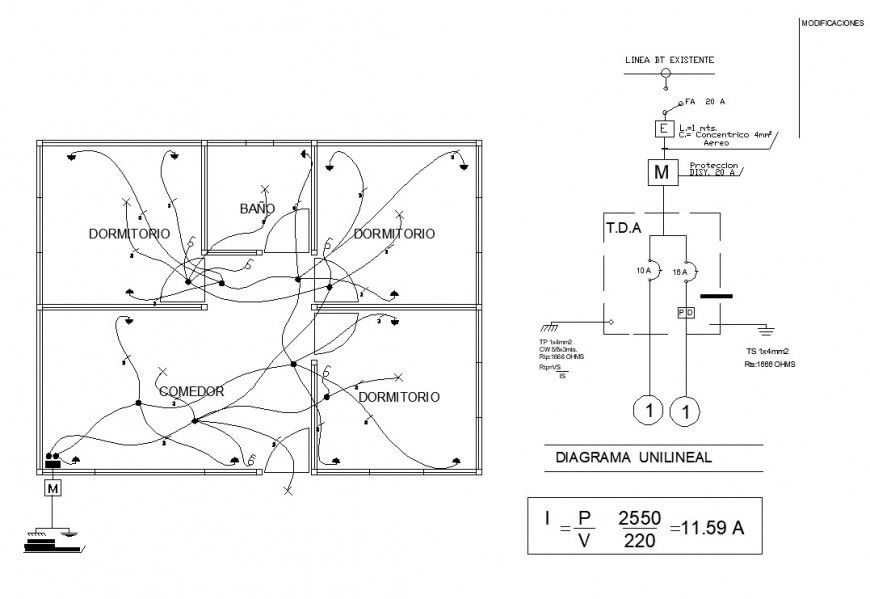 Residential house electrical installation detail 2d view layout file in dwg format